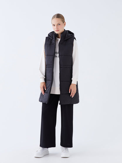 Women's Hooded Plain Puffer Vest