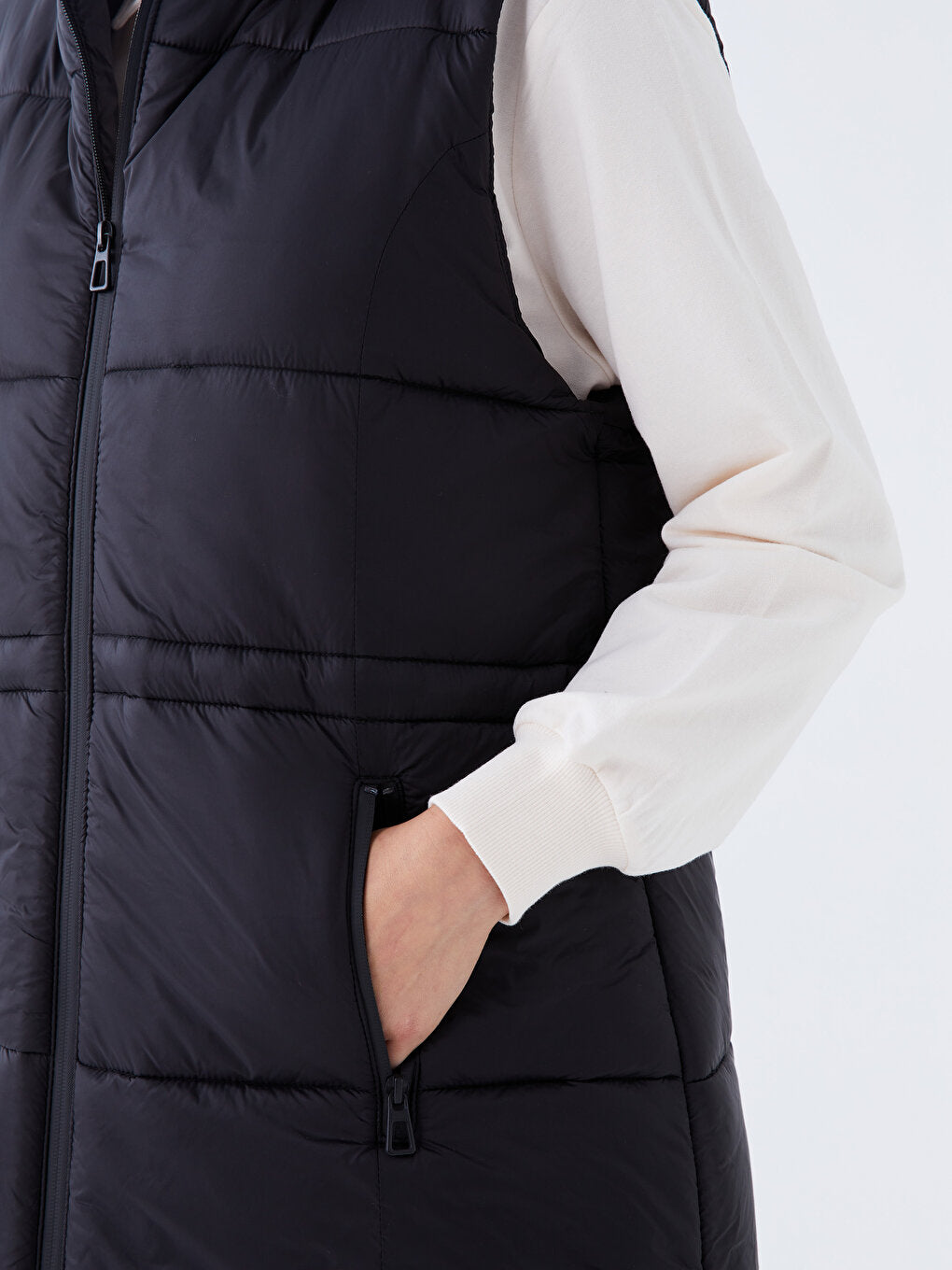 Women's Hooded Plain Puffer Vest