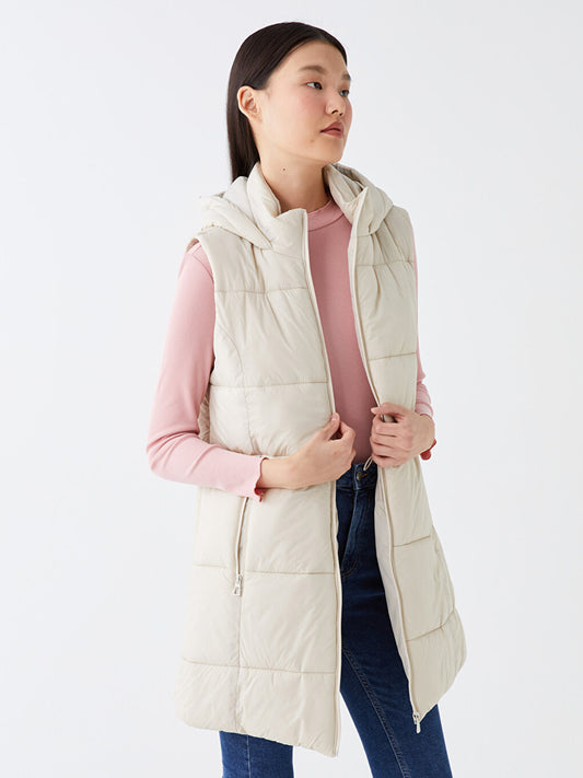 Women's Hooded Plain Puffer Vest