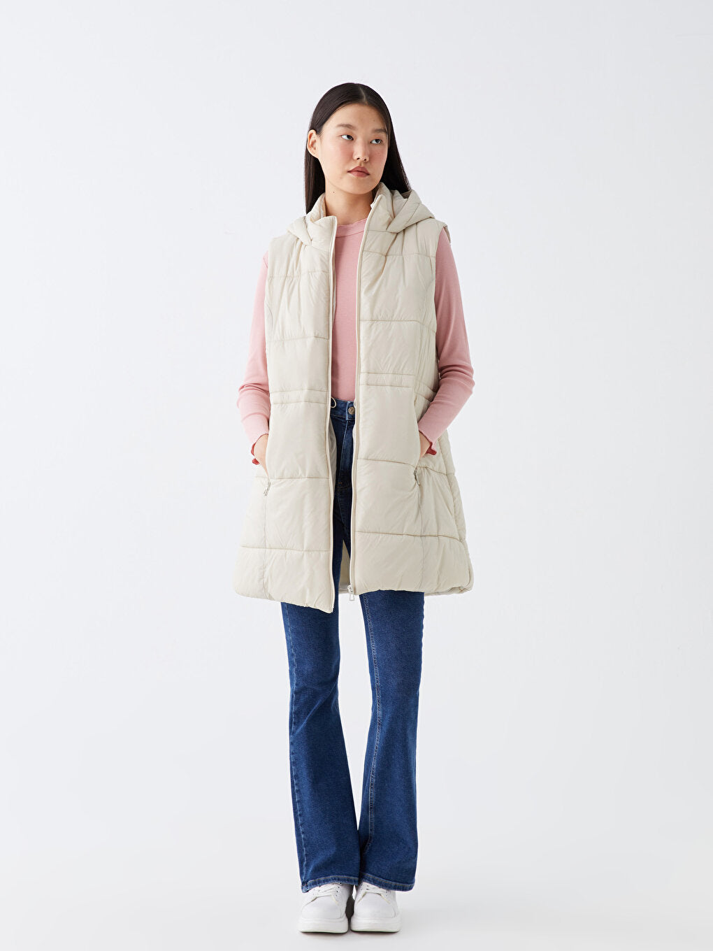 Women's Hooded Plain Puffer Vest