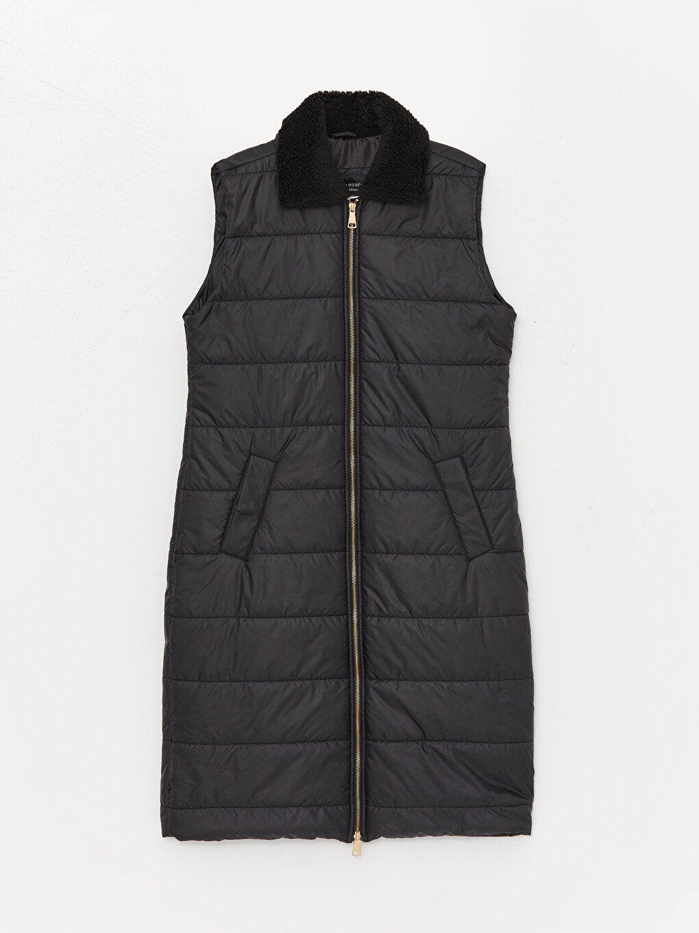 Women's Shirt Collar Plain Puffer Vest