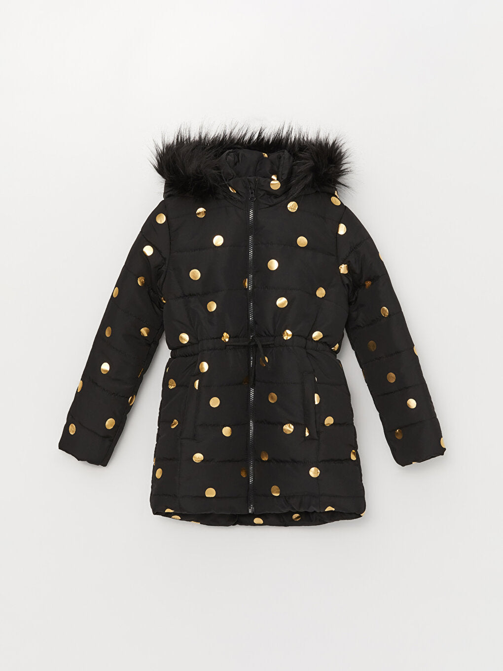 Hooded Printed Girl's Coat