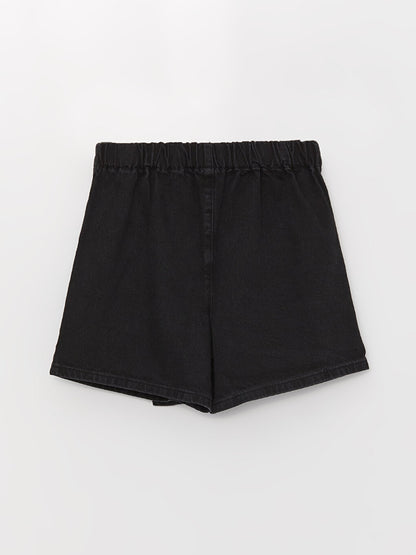 Girls' Jean Shorts Skirt with Elastic Waist