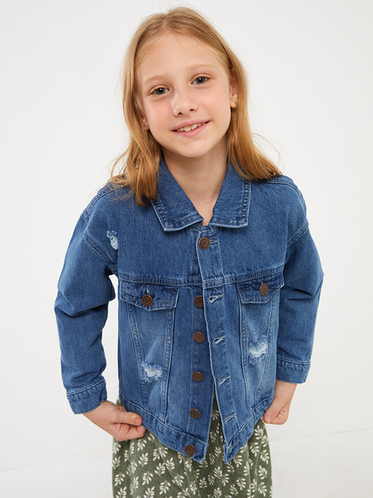 Ripped Detailed Girl's Jean Jacket