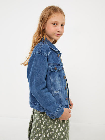 Ripped Detailed Girl's Jean Jacket