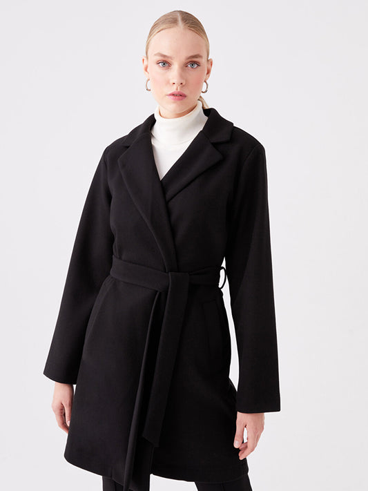 Women's Jacket Collar Plain Cashmere Coat