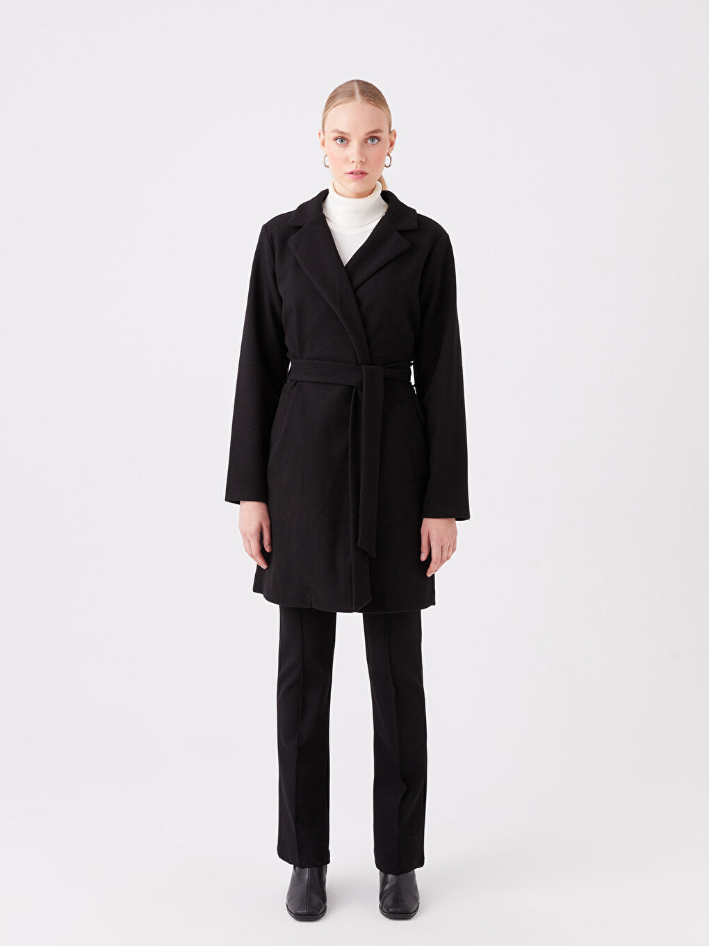 Women's Jacket Collar Plain Cashmere Coat