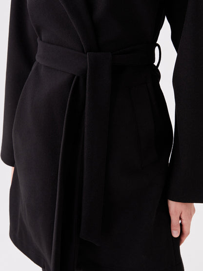 Women's Jacket Collar Plain Cashmere Coat