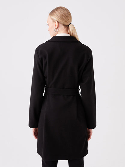 Women's Jacket Collar Plain Cashmere Coat