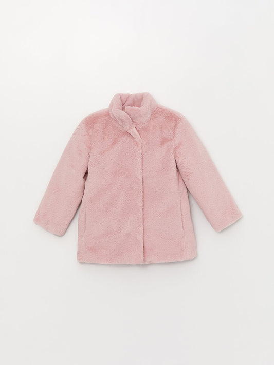 High Collar Girl's Plush Coat