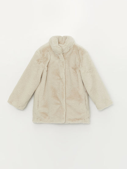 High Collar Girl's Plush Coat