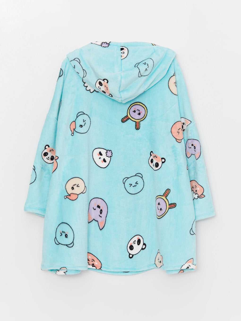 Hooded Patterned Long Sleeve Women's Pajama Top