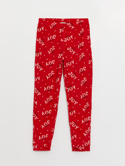 New Year's Themed Women's Jogger Pajama Bottom with Elastic Waist