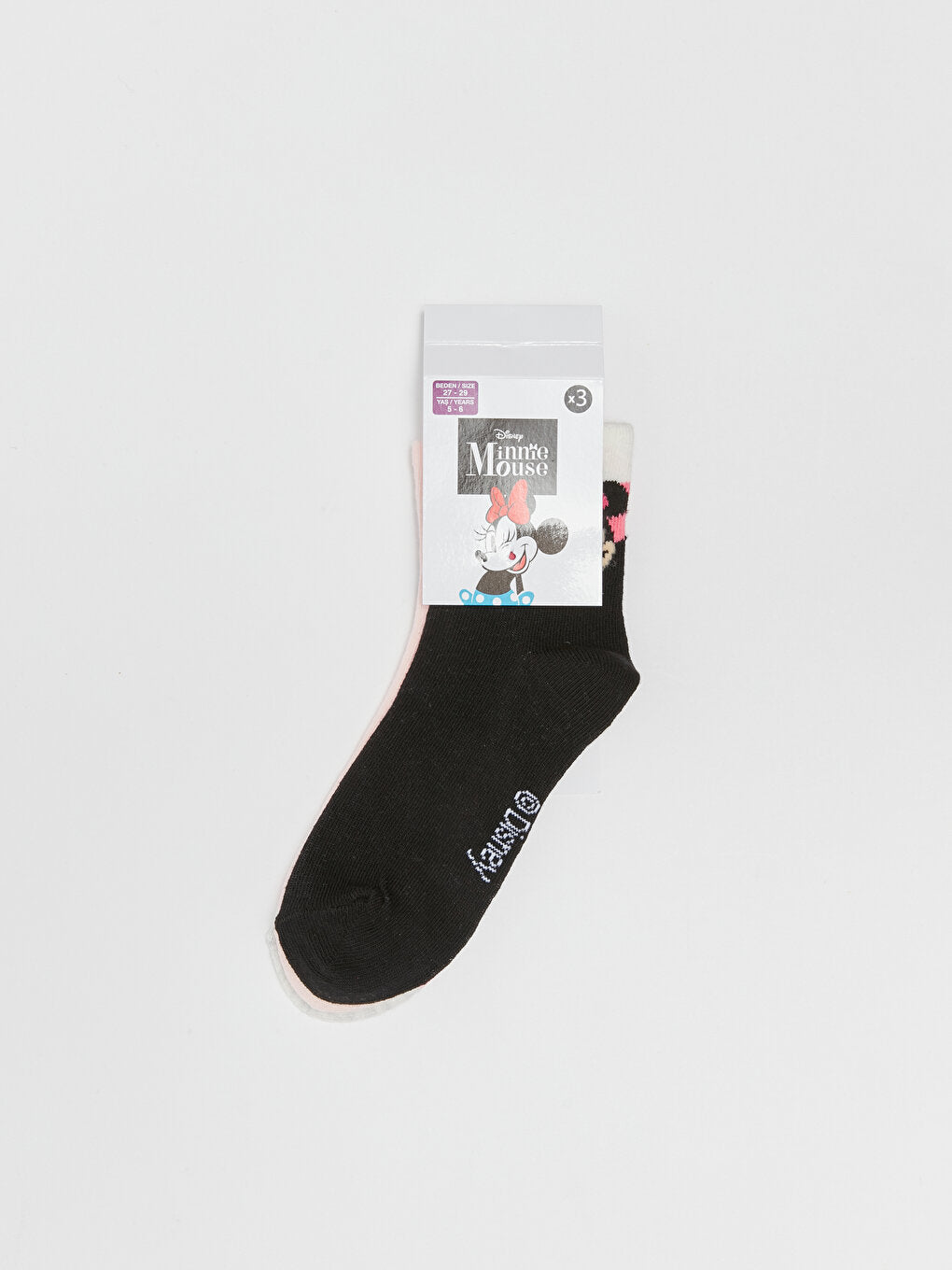 Minnie Mouse Patterned Girl's Socks 3-pack