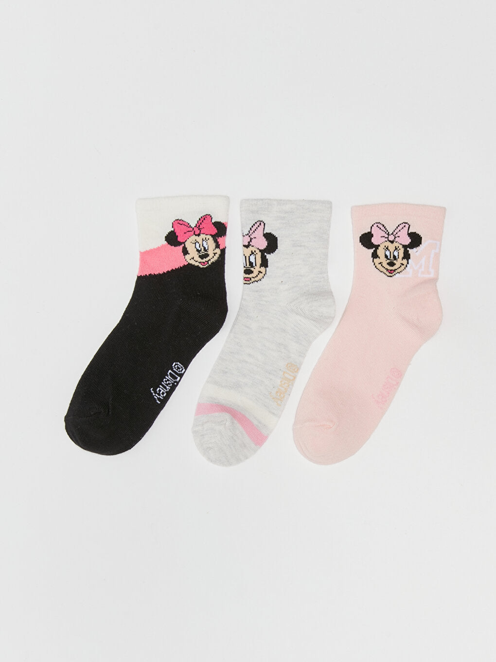 Minnie Mouse Patterned Girl's Socks 3-pack