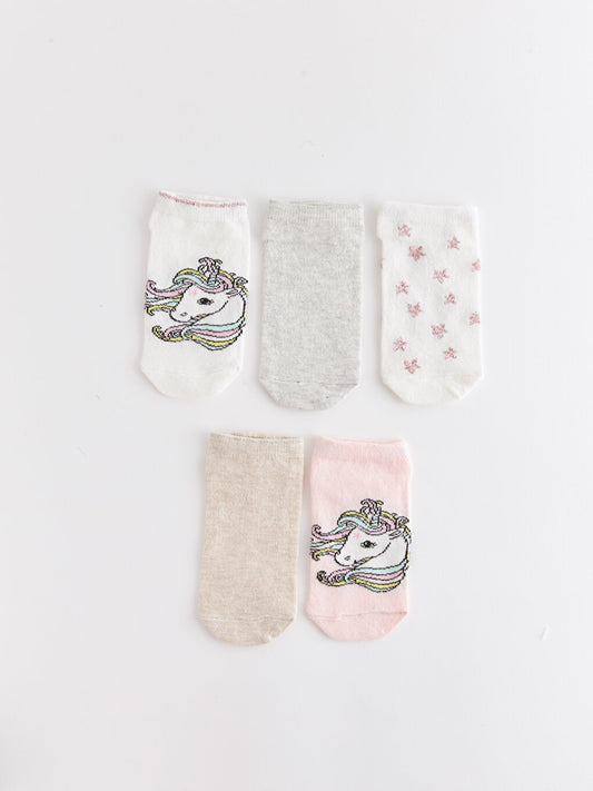 Patterned Girl's Booties Socks 5-pack