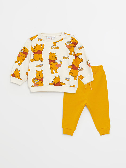 Crew Neck Long Sleeve Winnie the Pooh Printed Baby Boy Sweatshirt and Trousers 2-pack