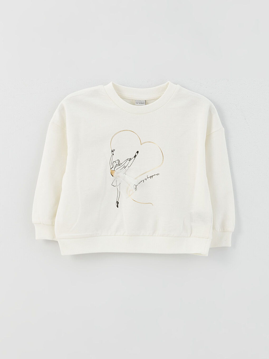 Crew Neck Printed Long Sleeve Girl's Sweatshirt