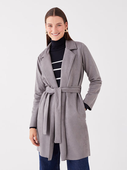 Jacket Collar Plain Long Sleeve Women's Trench Coat