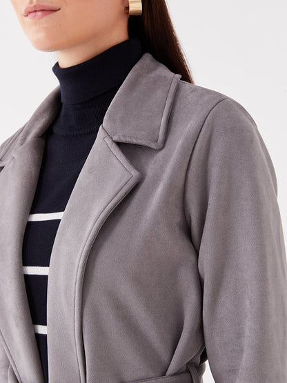 Jacket Collar Plain Long Sleeve Women's Trench Coat