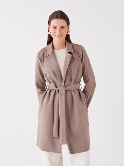 Jacket Collar Plain Long Sleeve Women's Trench Coat