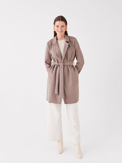 Jacket Collar Plain Long Sleeve Women's Trench Coat