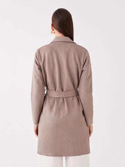 Jacket Collar Plain Long Sleeve Women's Trench Coat