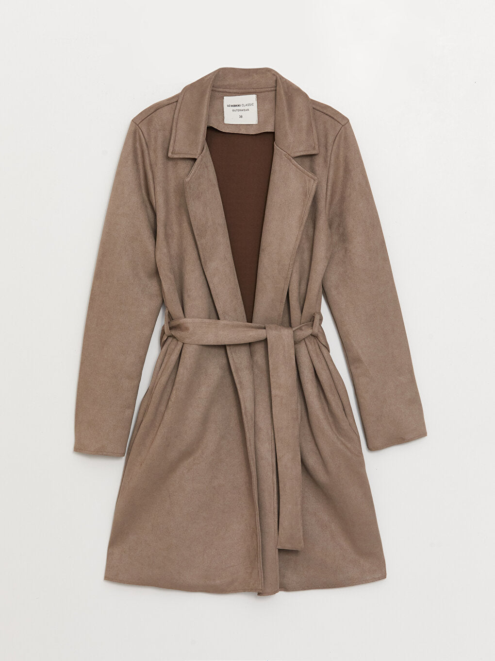 Jacket Collar Plain Long Sleeve Women's Trench Coat