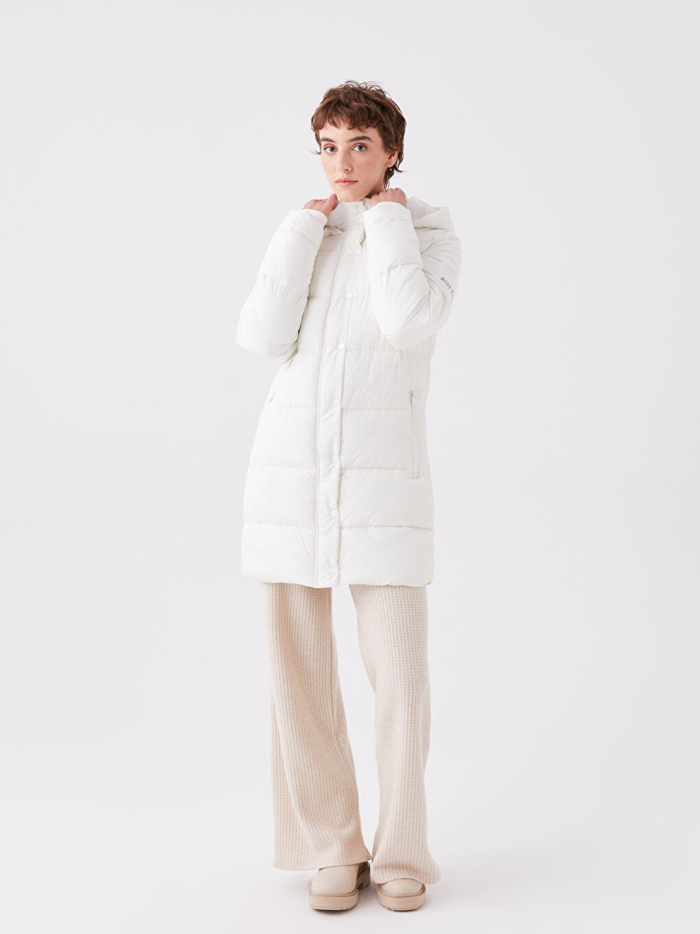 Women's Hooded Plain Puffer Coat