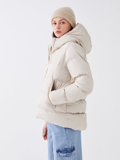 Women's Hooded Plain Puffer Coat