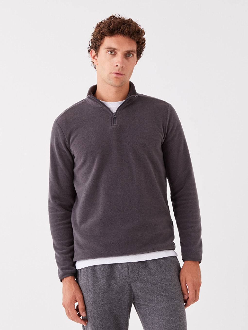 High Collar Long Sleeve Fleece Men's Sweatshirt