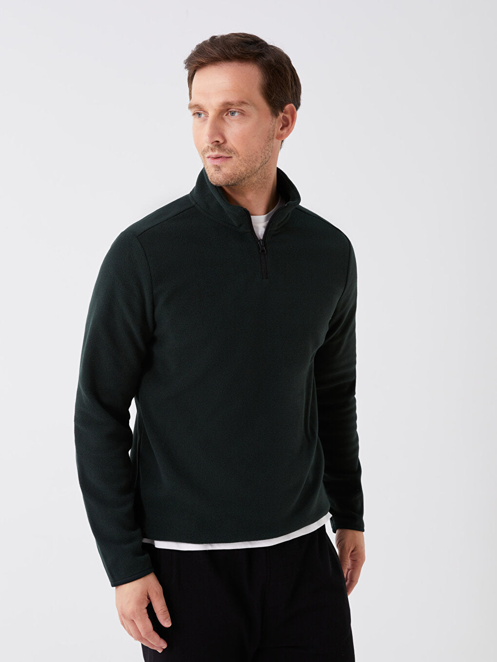 Stand-up Collar Long Sleeve Fleece Men's Sweatshirt