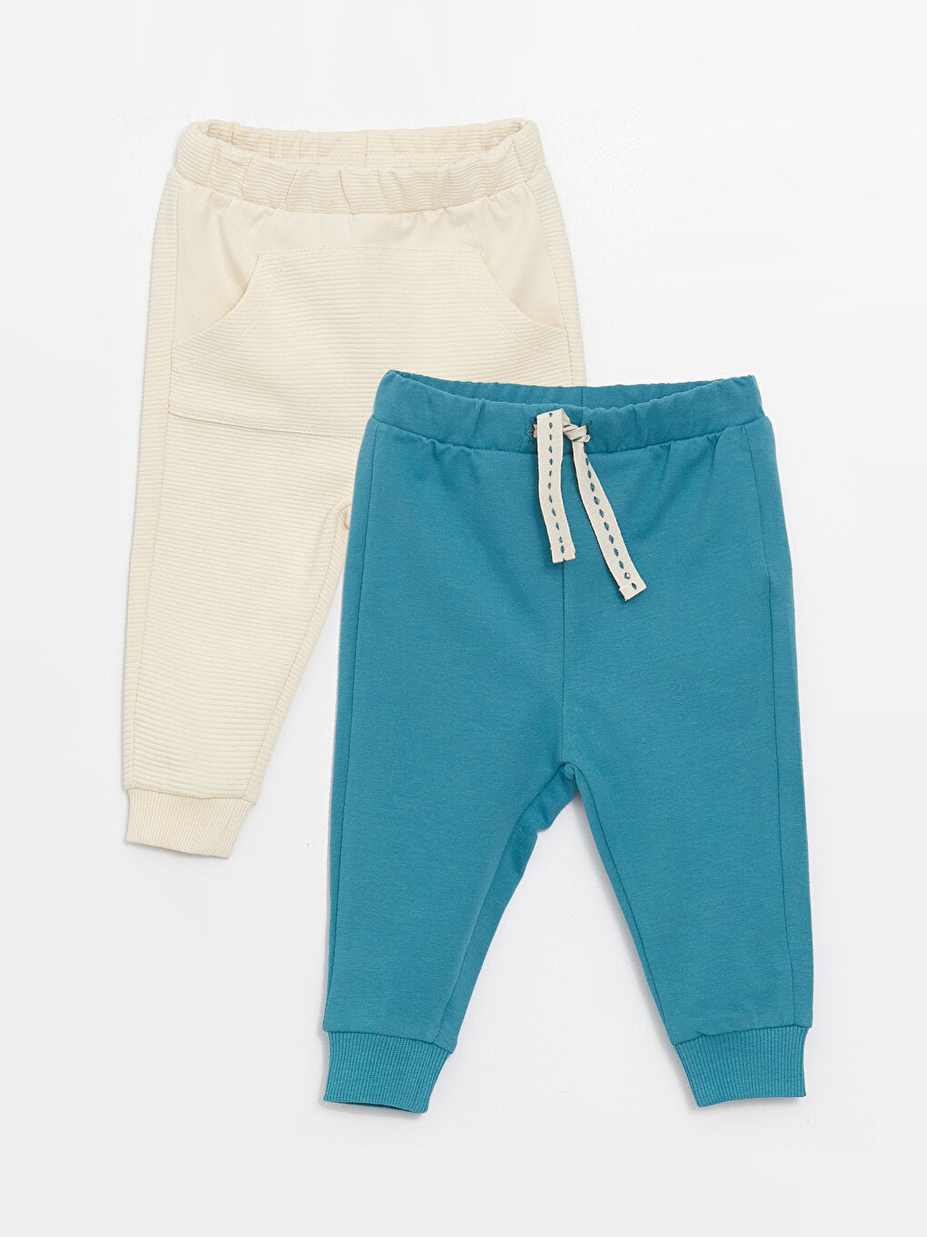 Basic Baby Boy Trousers with Elastic Waist, 2-Piece