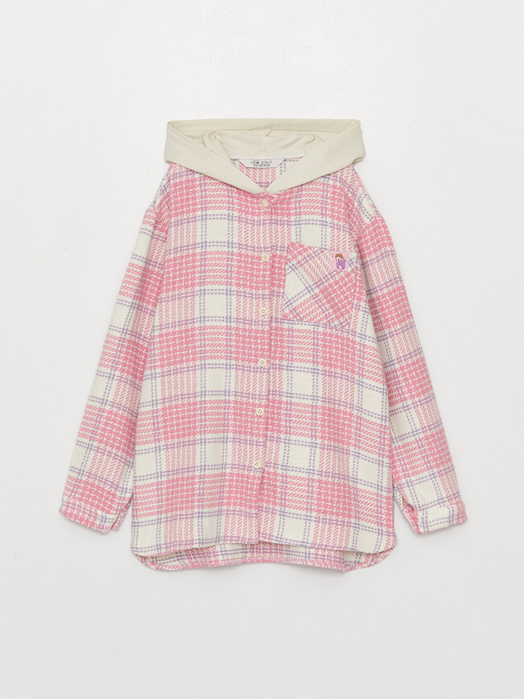 Hooded Plaid Long Sleeve Girl's Shirt Jacket