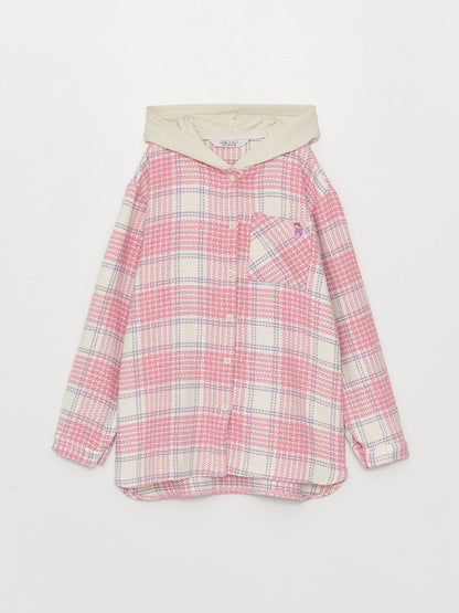 Hooded Plaid Long Sleeve Girl's Shirt Jacket