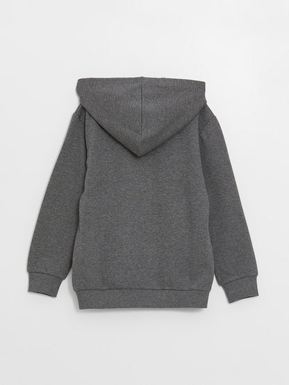 Hooded Basic Long Sleeve Boy's Zipper Sweatshirt