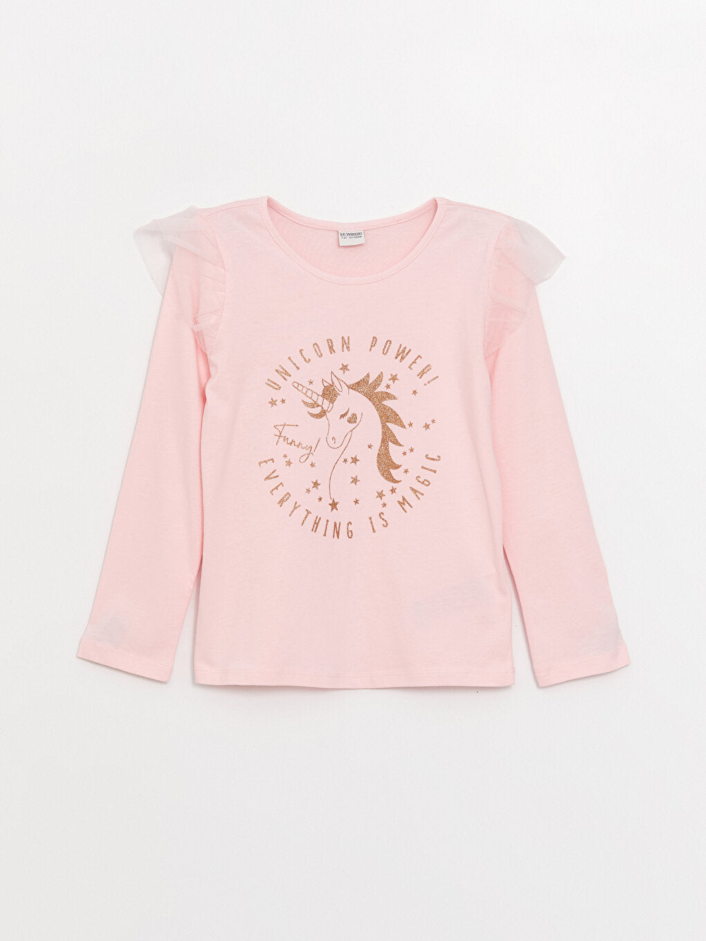 Crew Neck Printed Long Sleeve Girls' T-Shirt