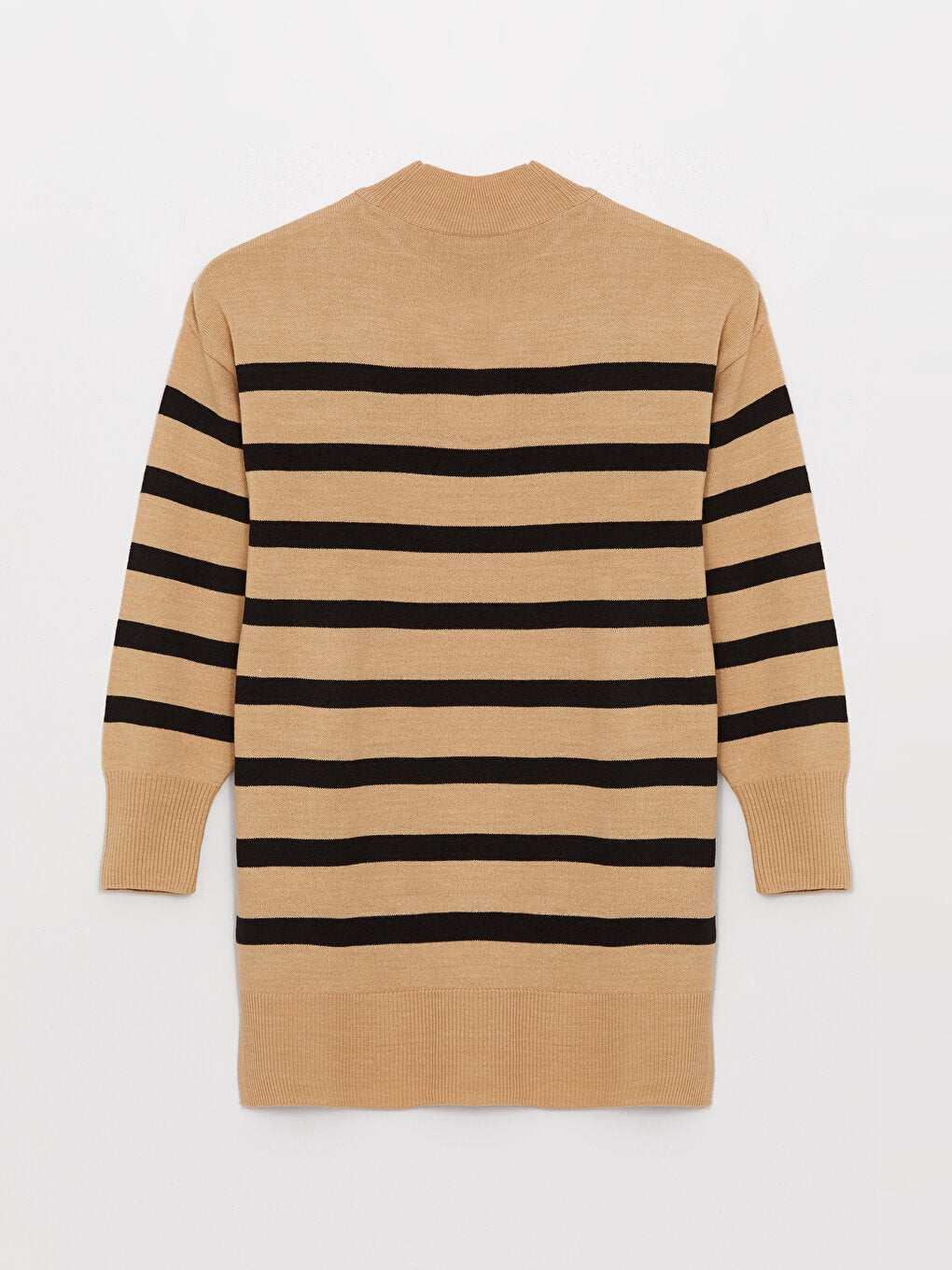 Half Turtleneck Striped Long Sleeve Women's Knitwear Tunic