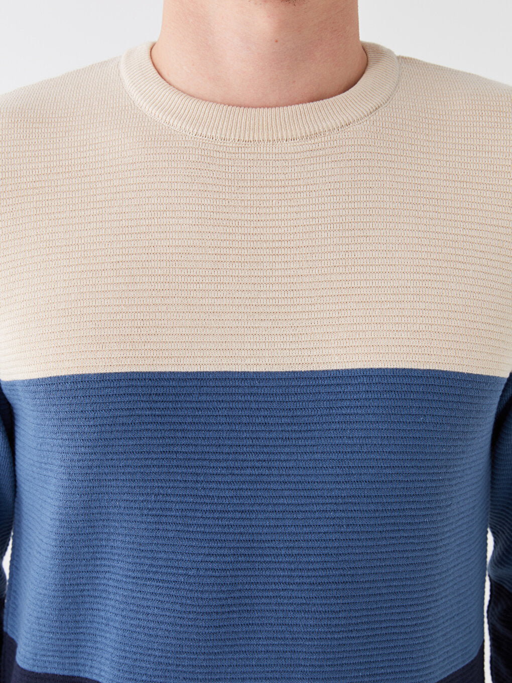 Crew Neck Long Sleeve Color Block Men's Knitwear Sweater