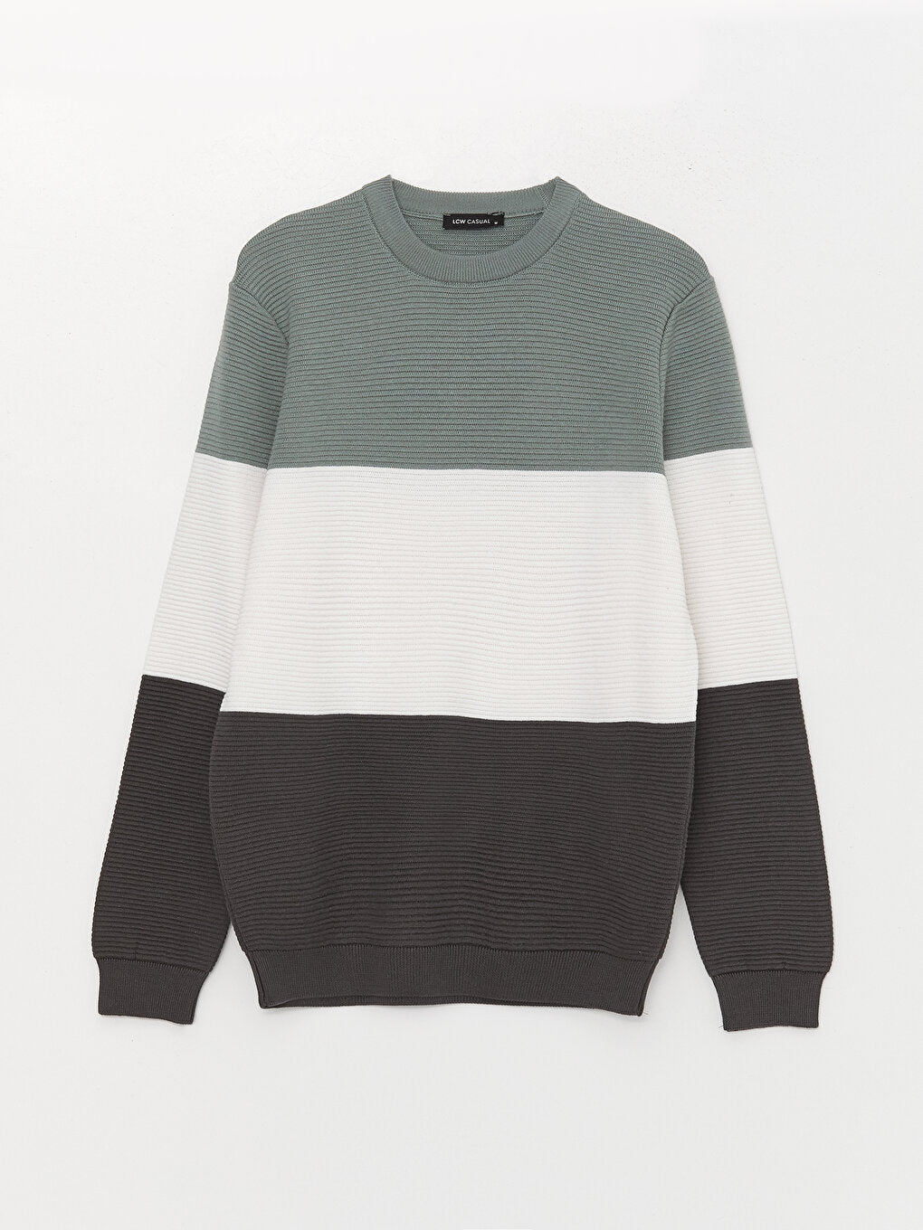 Crew Neck Long Sleeve Color Block Men's Knitwear Sweater