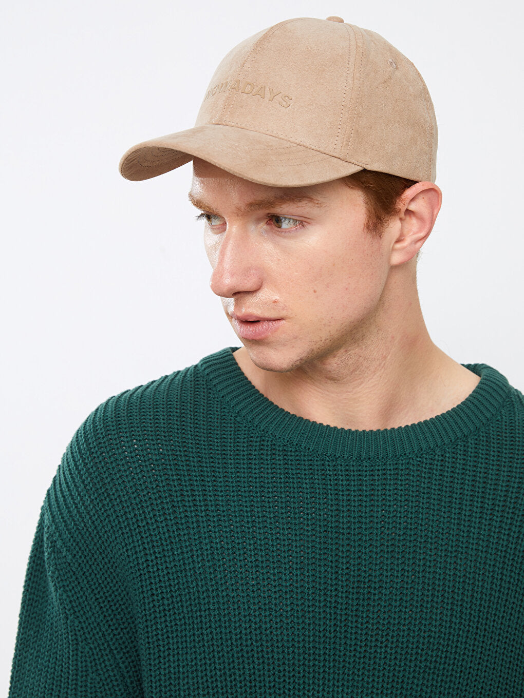 Men's Suede Cap Hat with Text Embroidery