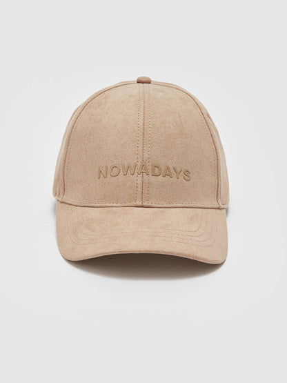 Men's Suede Cap Hat with Text Embroidery