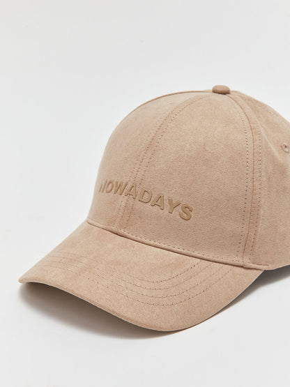 Men's Suede Cap Hat with Text Embroidery