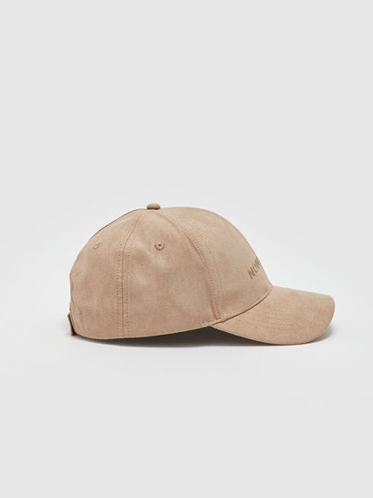 Men's Suede Cap Hat with Text Embroidery