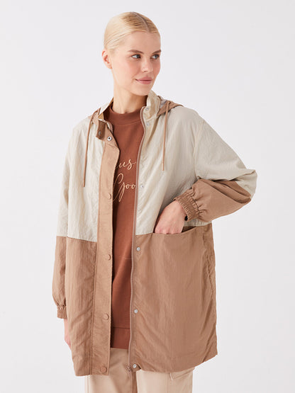 Hooded Color Block Women's Raincoat