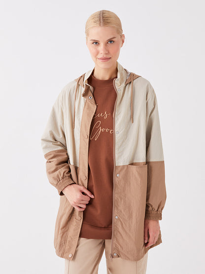 Hooded Color Block Women's Raincoat