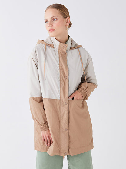 Hooded Color Block Women's Raincoat