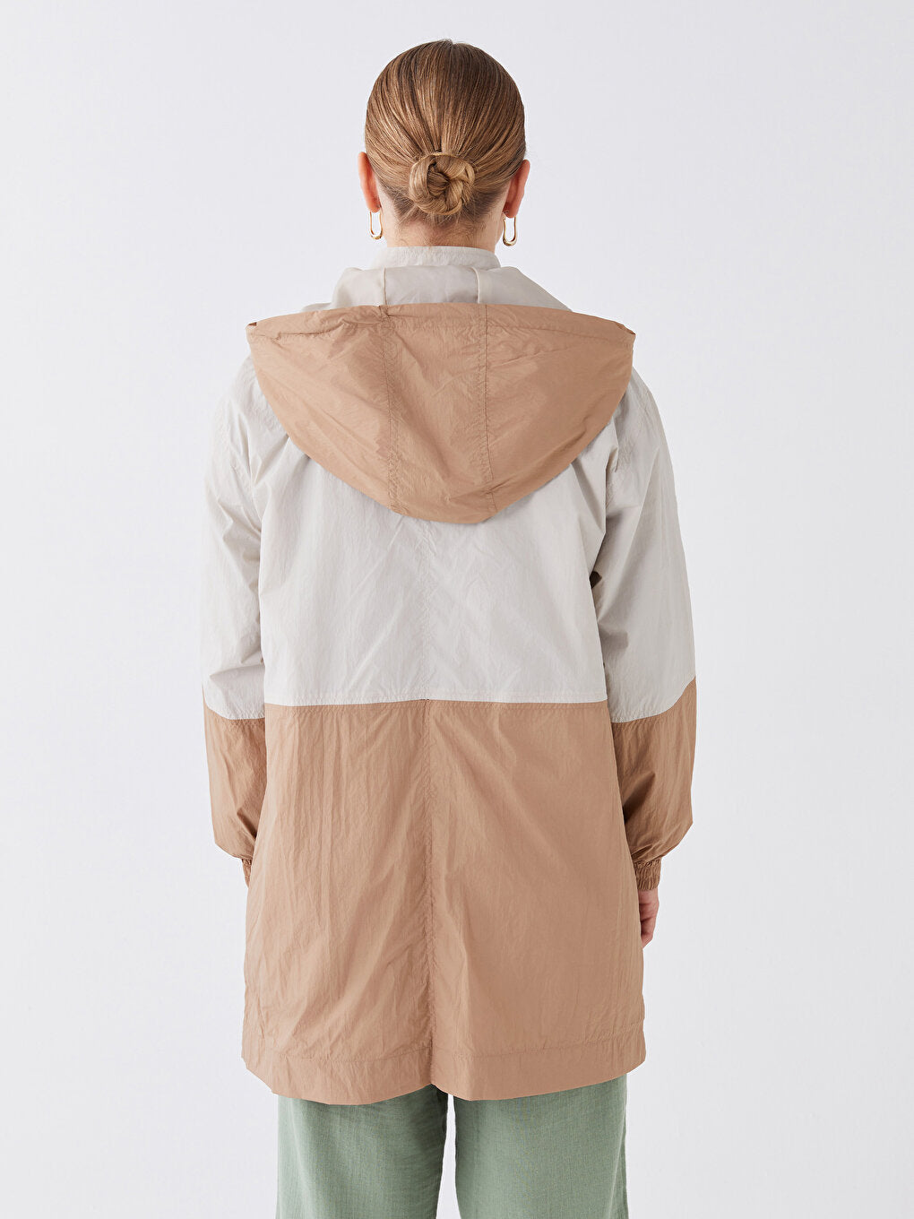 Hooded Color Block Women's Raincoat