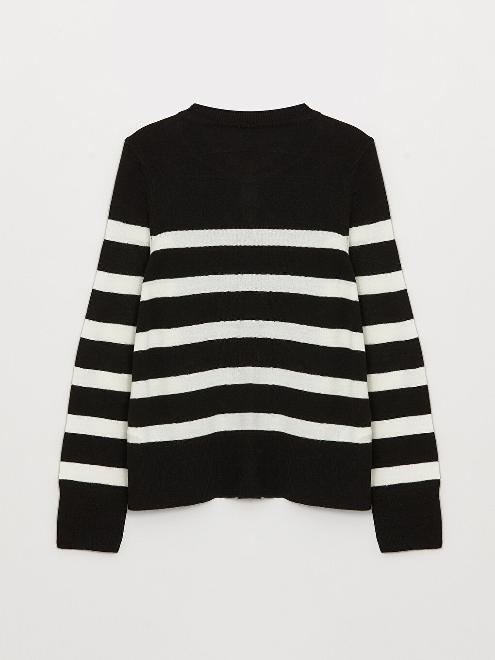 Crew Neck Striped Long Sleeve Women's Knitwear Cardigan