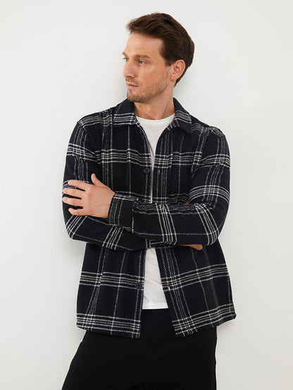 Regular Fit Long Sleeve Plaid Men's Shirt Jacket